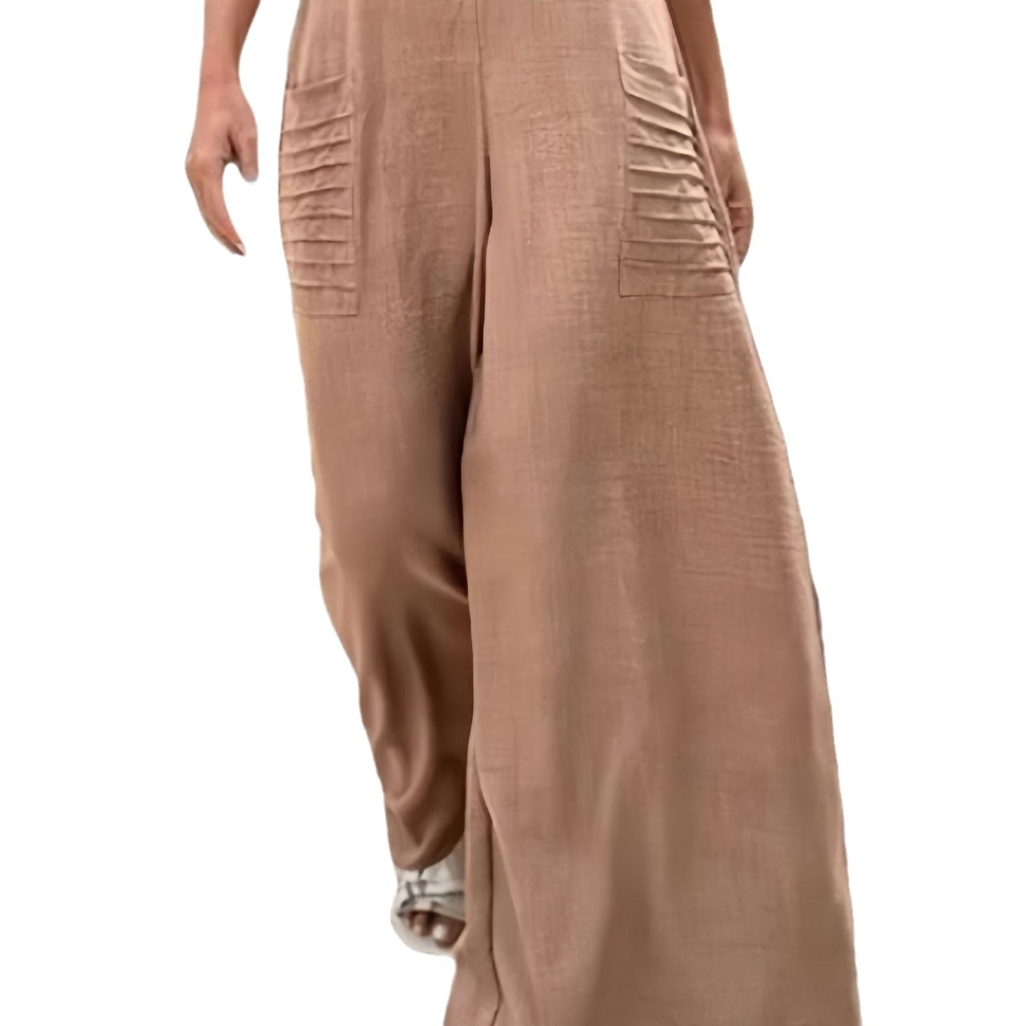 Linen Fashion One-Piece Wide-Leg Rompers