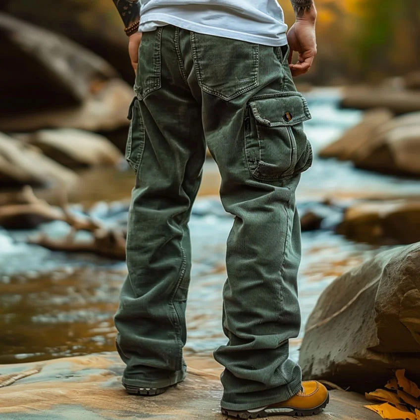 Retro Loose Cargo Pocket Elasticated Men's Trousers