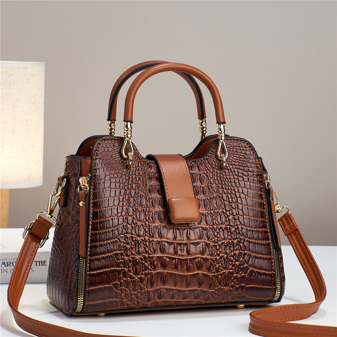 Leather Shoulder Messenger Crocodile Pattern Bag