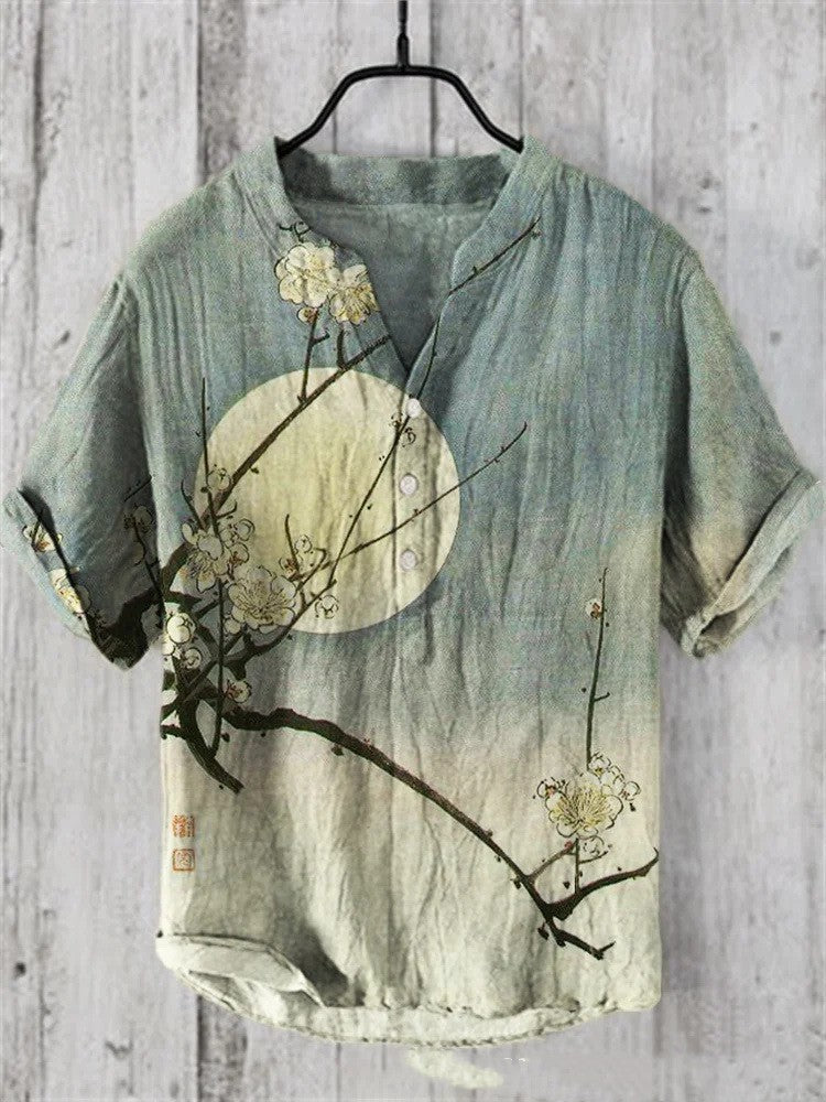 Summer Men's Short-Sleeve Abstract Nature Print Shirt, Multi Designs