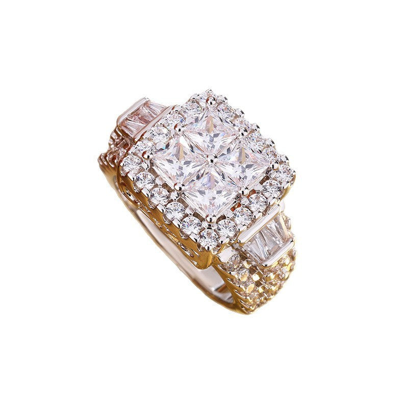 Women's Sterling Silver Bold Imitation Diamond Moissanite Index Finger Ring