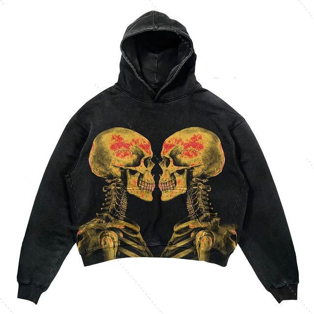 'Loving Skeleton' Fleece-Lined Printed Hooded, Multi Designs
