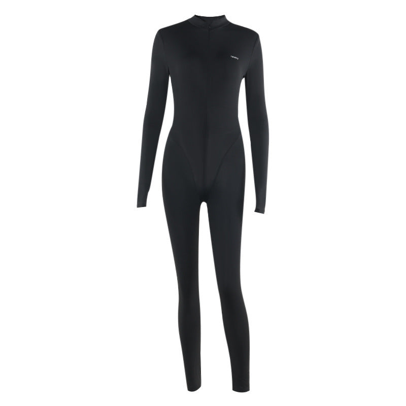 Women's High-Waist Zipper Fashion Jumpsuit