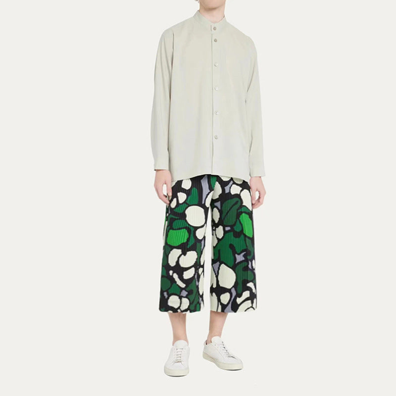 Vireous Men's High-Leg Wide Cropped Hippie Trousers