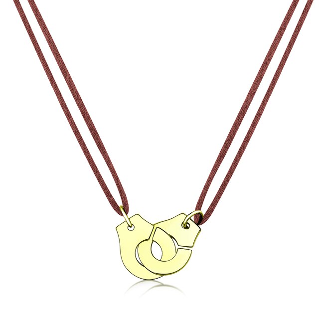 Handcuff Pendant Necklace, 925 Sterling Silver with Adjustable Cord