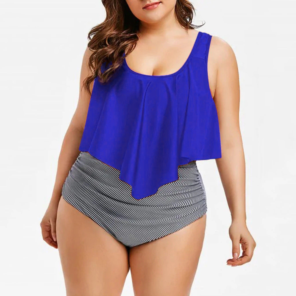 Women's High Waist Ruffle One-Piece Swimwear, Plus Sizes