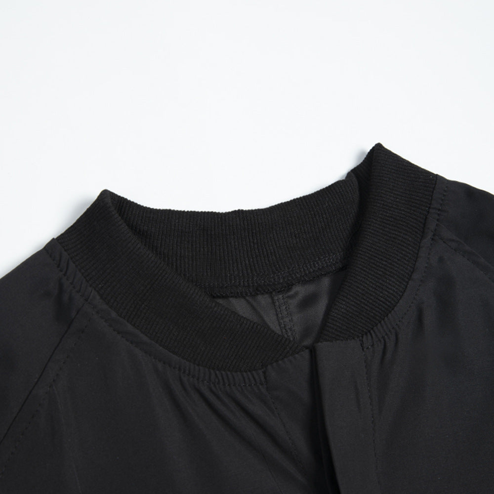 Minimalist Black Jumpsuit, Women's Loose Batwing Sleeve Pants Suit