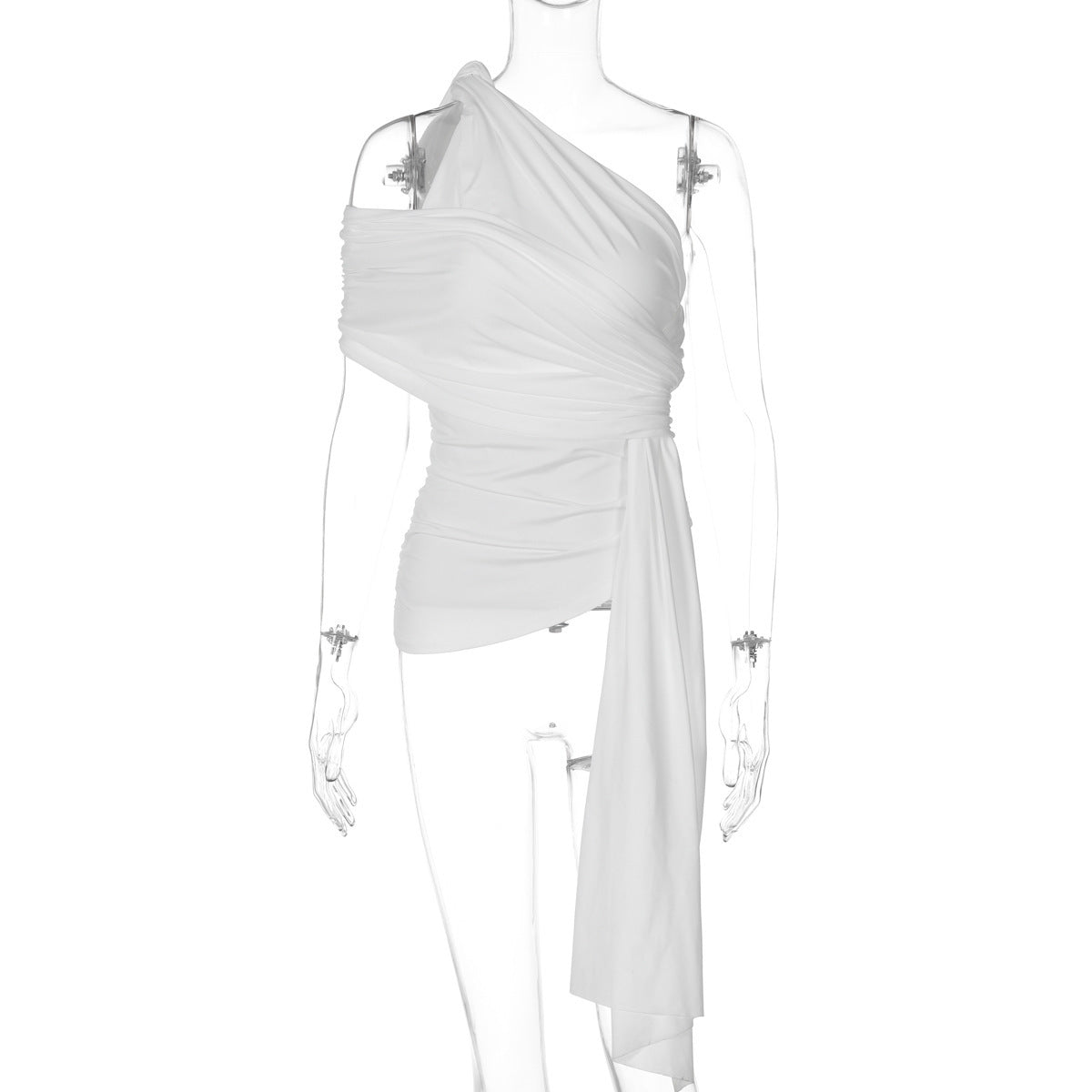 Women's Irregular Sash, Ruched Sleeveless Top