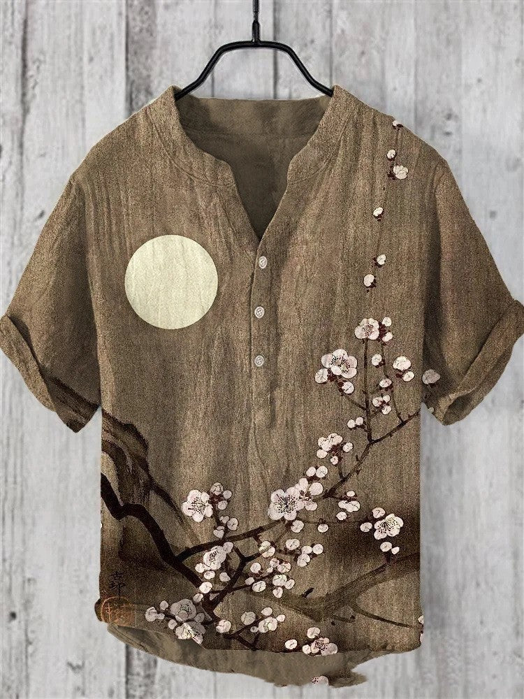 Summer Men's Short-Sleeve Abstract Nature Print Shirt, Multi Designs