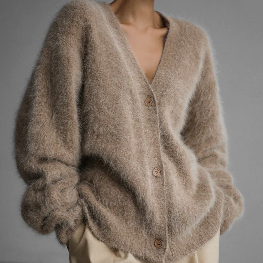 Vireous Loose Button Cardigan, Women's Fashion Soft Knit Sweater