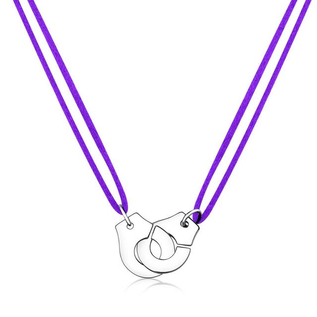 Handcuff Pendant Necklace, 925 Sterling Silver with Adjustable Cord