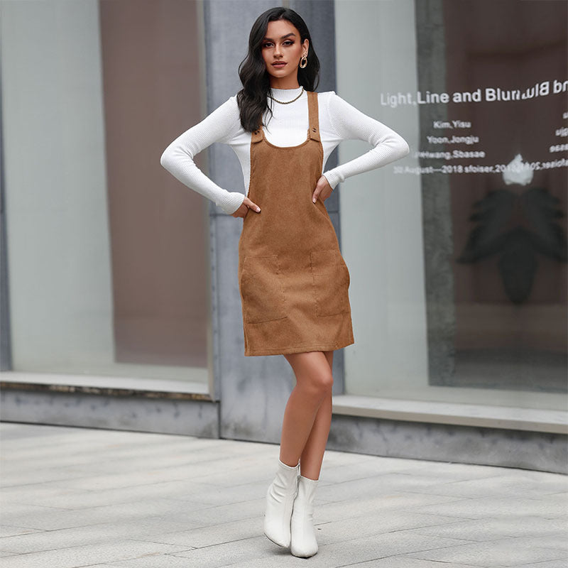 Women's Short Dress, Classic Suspender Mini Dress