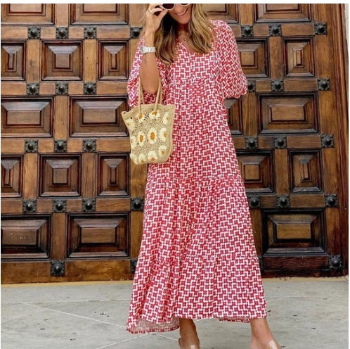 Summer Vintage Printed Boho Long Dress, Multi Designs