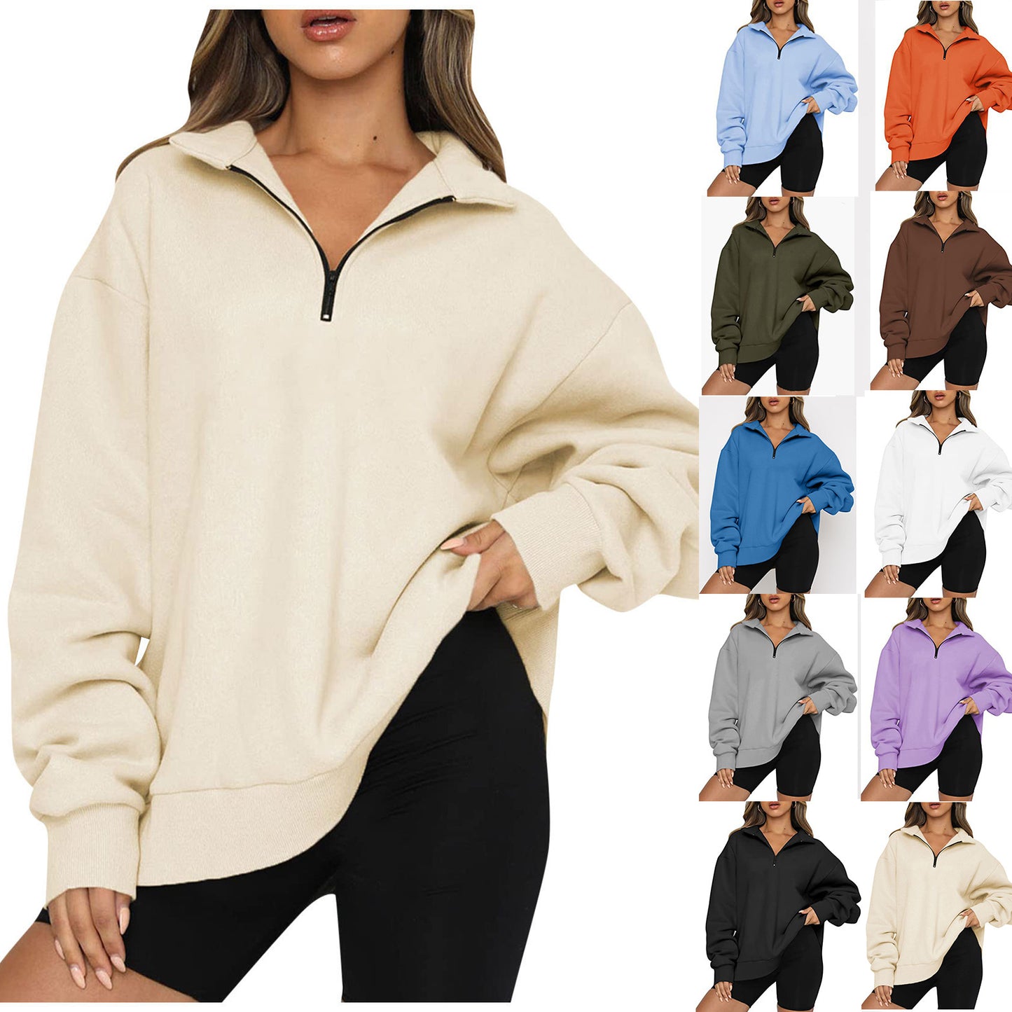 Vireous Turndown Collar Women's Sweatshirt, Multi Colours