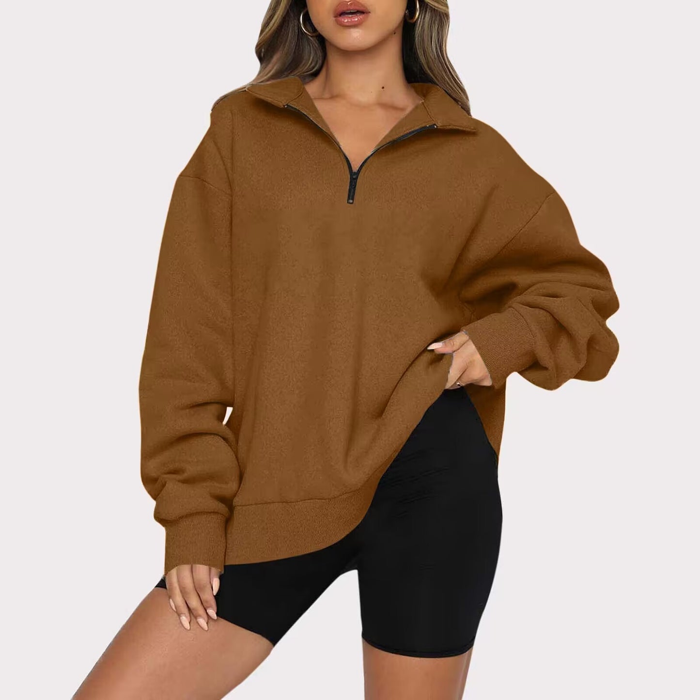 Vireous Turndown Collar Women's Sweatshirt, Multi Colours