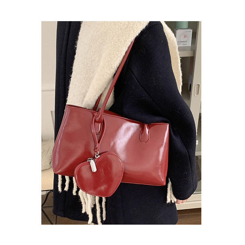 'Red Love' Earphone Large Capacity Long Handle Shoulder Handbag