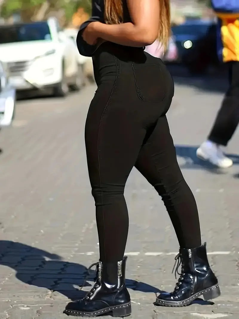 Classic Fleece-Lined Thickened Elastic Tight Leggings Jeans