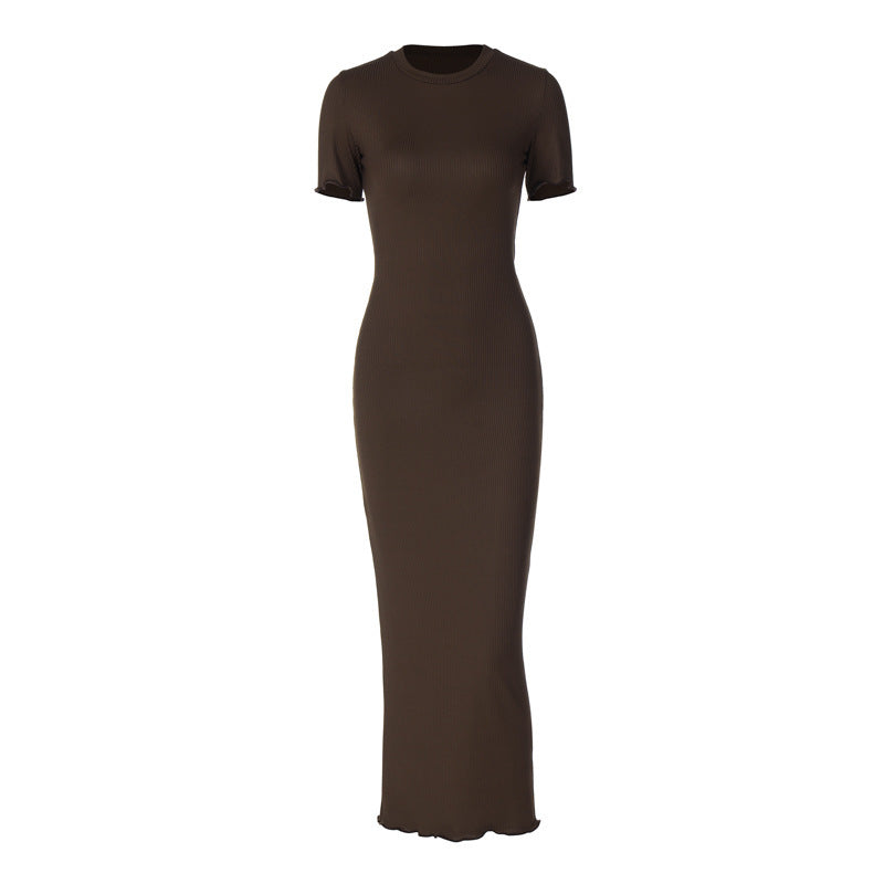 Vireous Fashion Round-Neck Slim Back Minimalist Sheath Dress