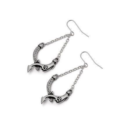 Dragon Earrings, Pewter Chain Danglers Alchemy Gothic
