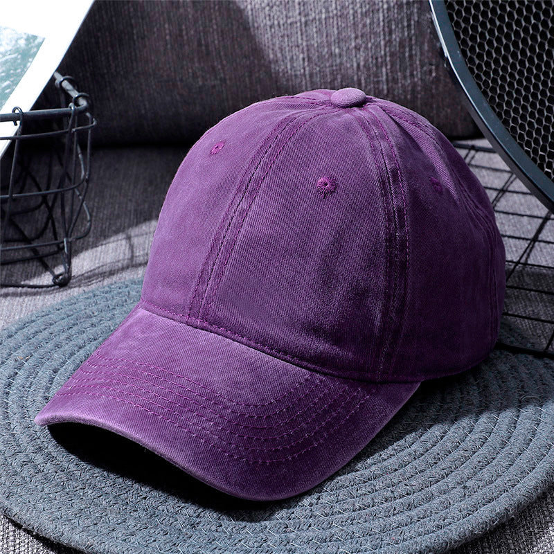 Washed Distressed-Look Simple Baseball Cap Unisex, Multi Colours