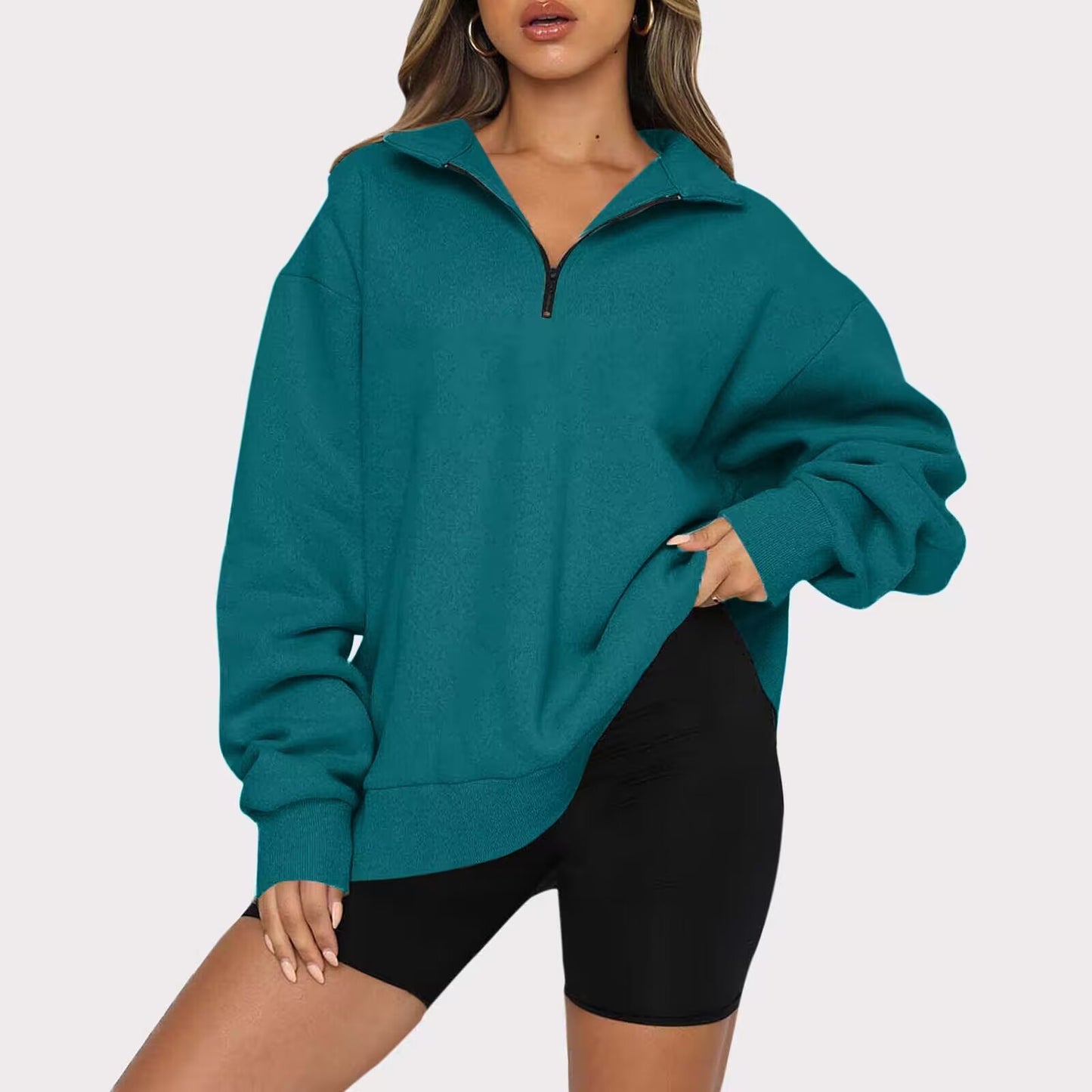 Vireous Turndown Collar Women's Sweatshirt, Multi Colours
