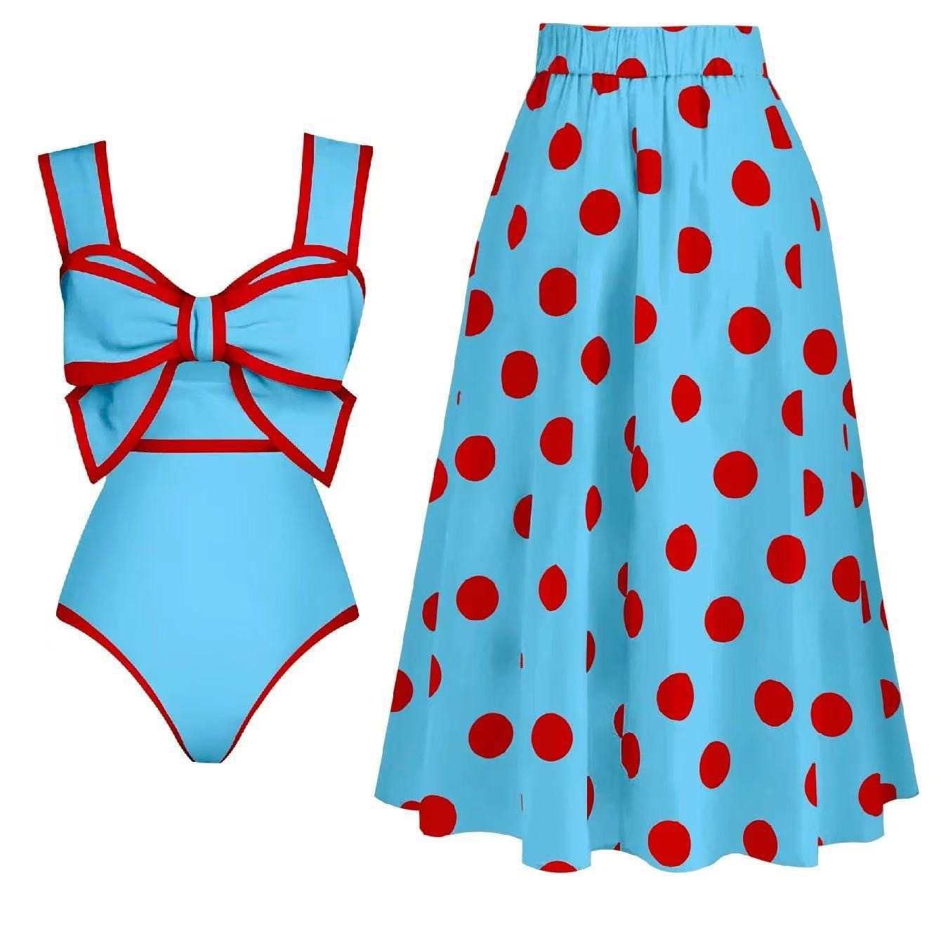 Women's One-Piece Classic Swimsuit with Matching Cover Up Skirt