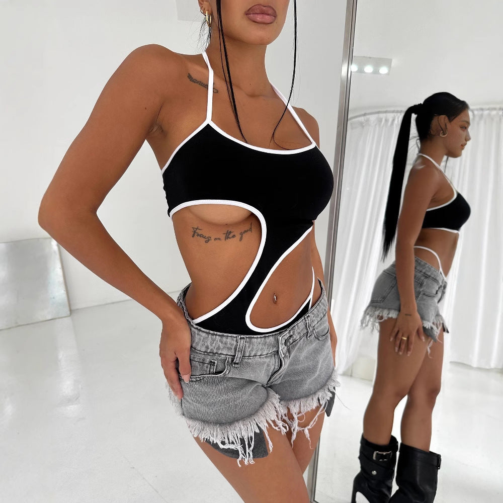 Peekaboo-Style Swimsuit Jumpsuit One-Piece