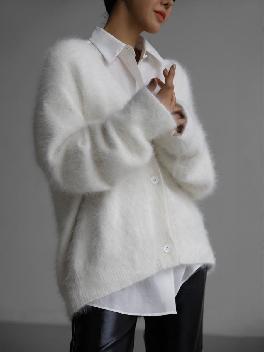 Vireous Loose Button Cardigan, Women's Fashion Soft Knit Sweater