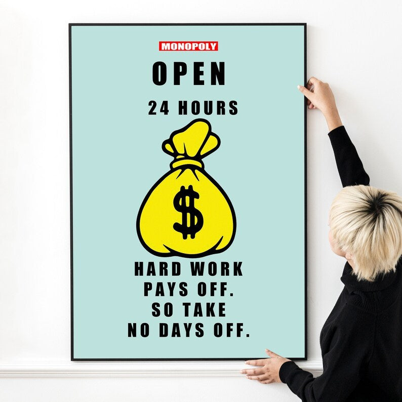 'No Risk No Reward' or 'Pay to Play' Art Gallery Living Room Decor, Monopoly Canvas Prints