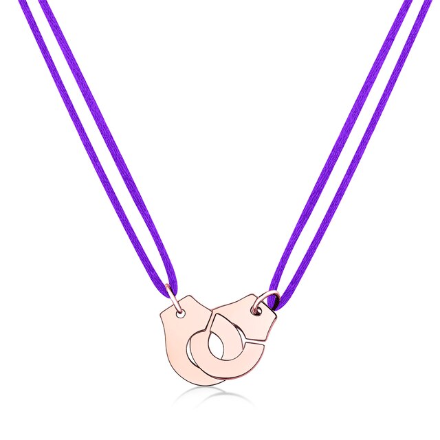 Handcuff Pendant Necklace, 925 Sterling Silver with Adjustable Cord