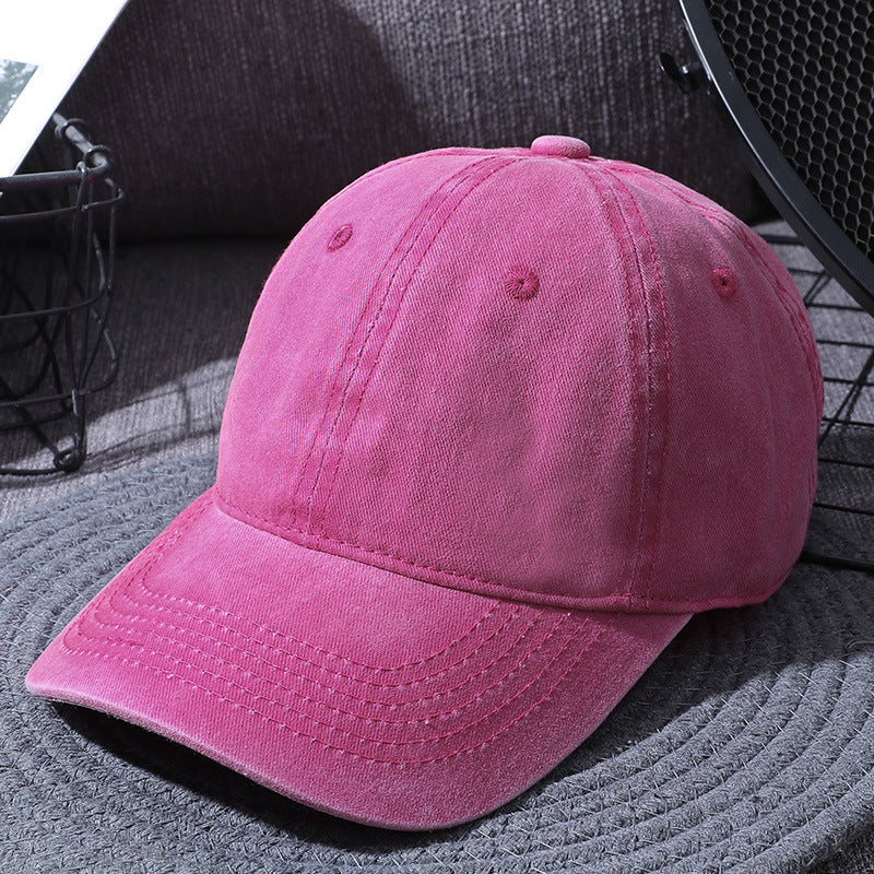 Washed Distressed-Look Simple Baseball Cap Unisex, Multi Colours