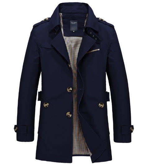 Large-Size Trench Coat, Men's Work Coat, Pure Cotton