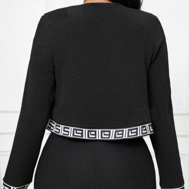 Vireous Open-Collar Embossed Long-Sleeve Suit Jacket