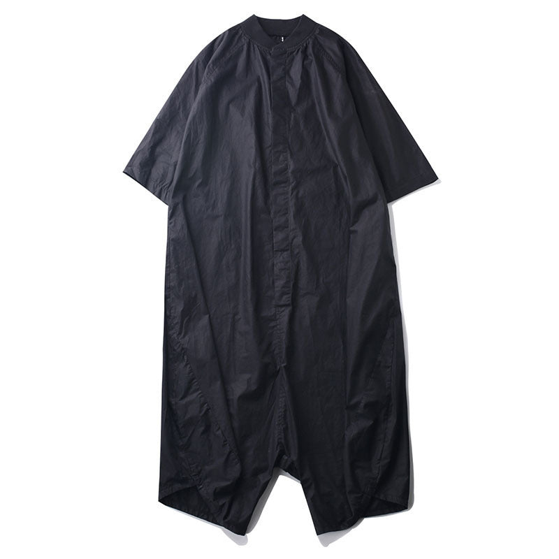 Minimalist Black Jumpsuit, Women's Loose Batwing Sleeve Pants Suit