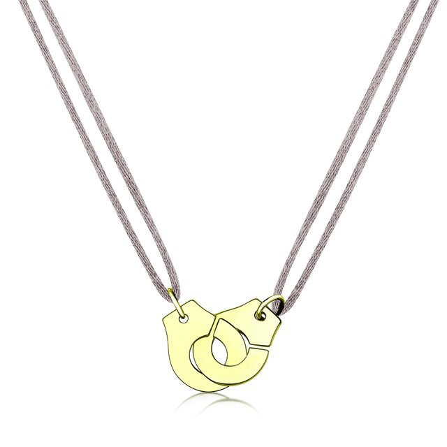 Handcuff Pendant Necklace, 925 Sterling Silver with Adjustable Cord