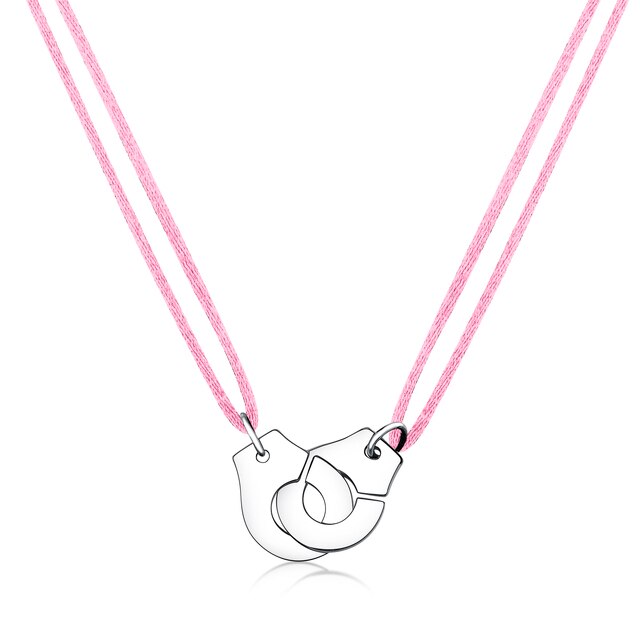Handcuff Pendant Necklace, 925 Sterling Silver with Adjustable Cord