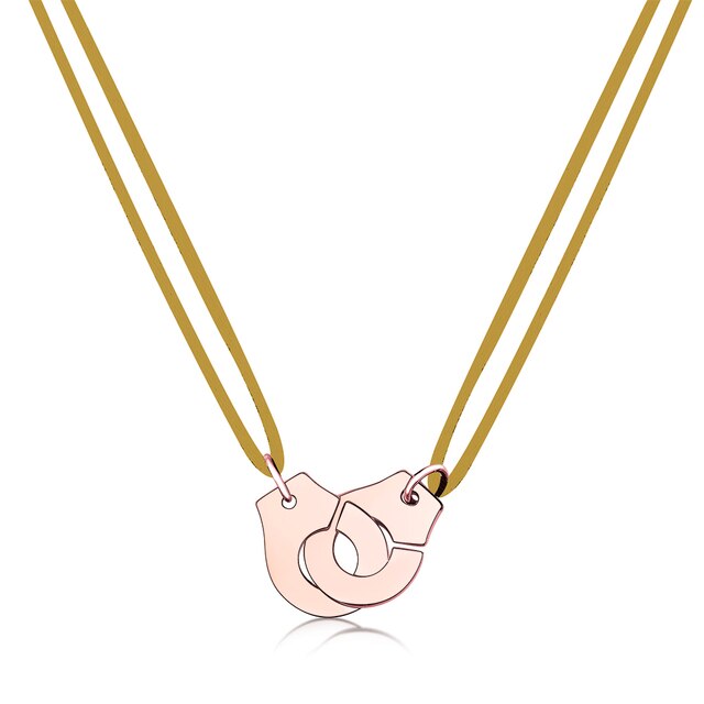 Handcuff Pendant Necklace, 925 Sterling Silver with Adjustable Cord