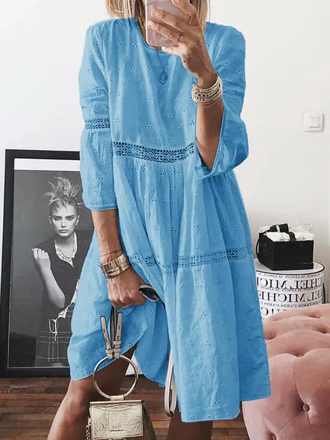 Boho Midi Dress Women's Embroidery Sexy Backless Dress
