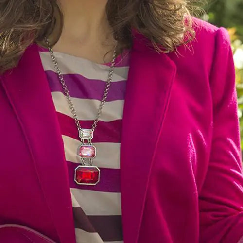 Square Crystal Cascade Necklace