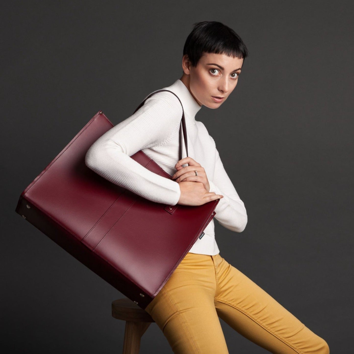 Handmade Leather Shopper in Oxblood