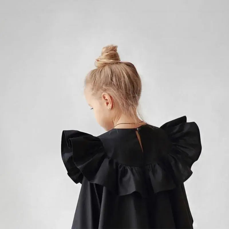 Girl's Cotton Ruffle Long Sleeve Princess Dress