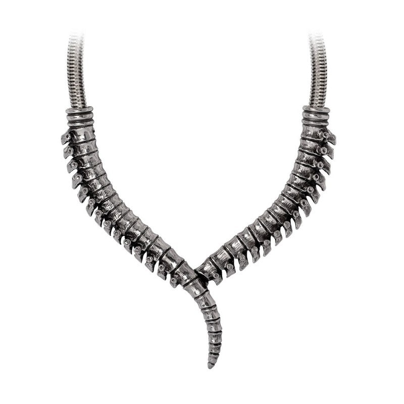Chunky Split Snake Necklace, Gothic Pewter Statement Collar Alchemy