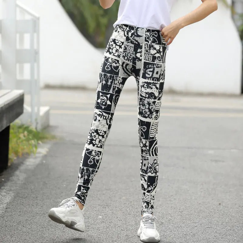 Large Stretch Printed Check Women's Leggings, Multi Designs