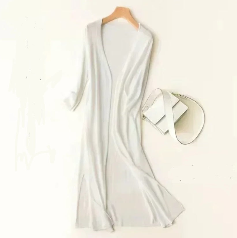 Vireous Long Loose Minimalist Lightweight Cardigan Coat