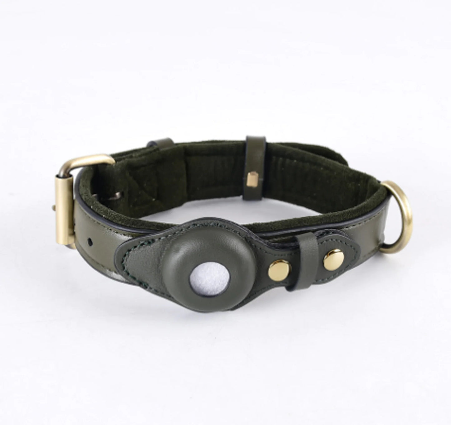 Olixar™ New Design Leather Airtag Trackable Heavy Duty Dog Collar