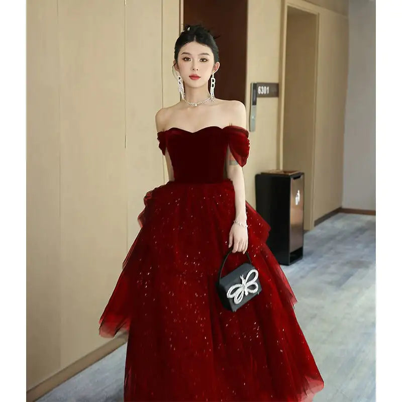 Vireous Floaty Sheer Tulle Evening Dress, Princess Sleeves