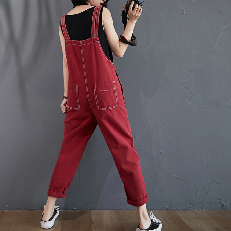 Denim Plus-Size Suspender Jumpsuit