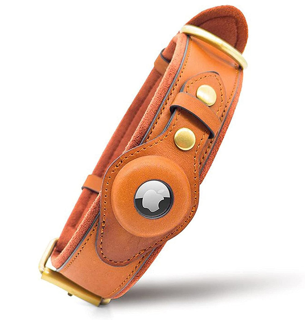 Olixar™ Genuine Leather Airtag Trackable Heavy Duty Dog Collar