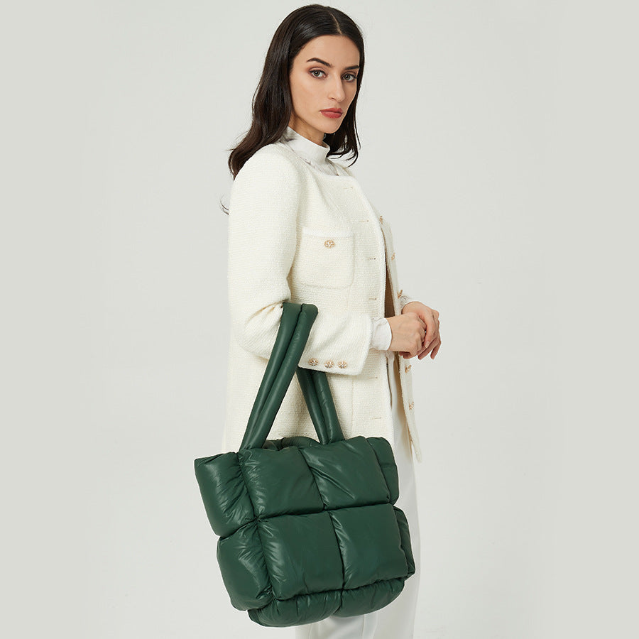 Art Fan Soft Bag Fashion Splicing Shoulder Bag Large, Commuter Tote Bag