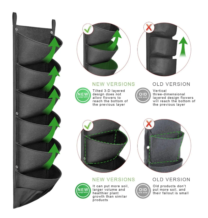 Indoor or Balcony Herb Garden, Vertical Hanging Garden Planter